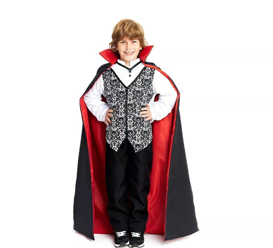 Translation missing: de.Disfraz de Drácula clásico con capa bicolor para niño