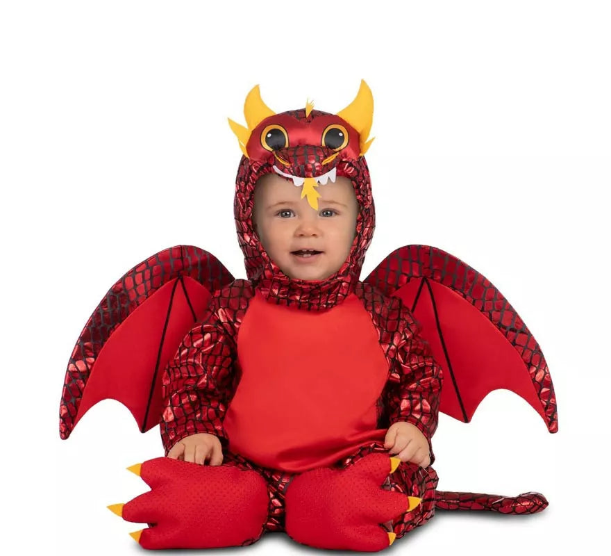 Translation missing: de.Disfraz de Dragón rojo con capucha y alas para bebé y niño