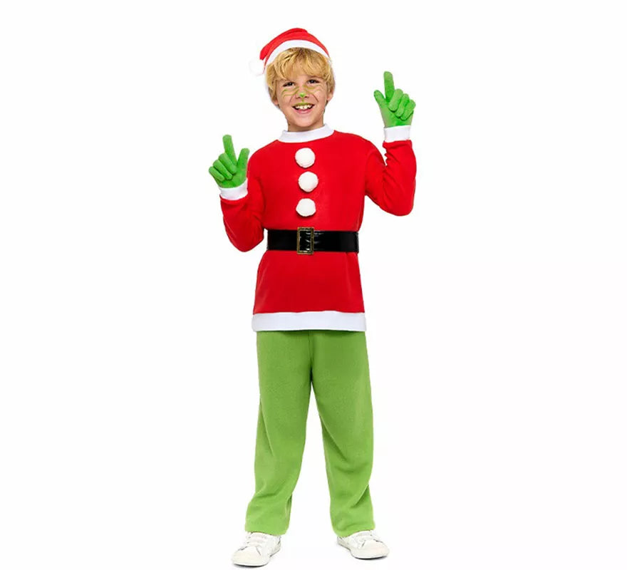 Translation missing: de.Disfraz de Duende Gruñón de Navidad para niño