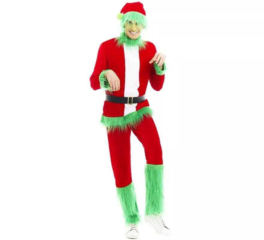 Translation missing: de.Disfraz de Duende Gruñón de Navidad verde para hombre
