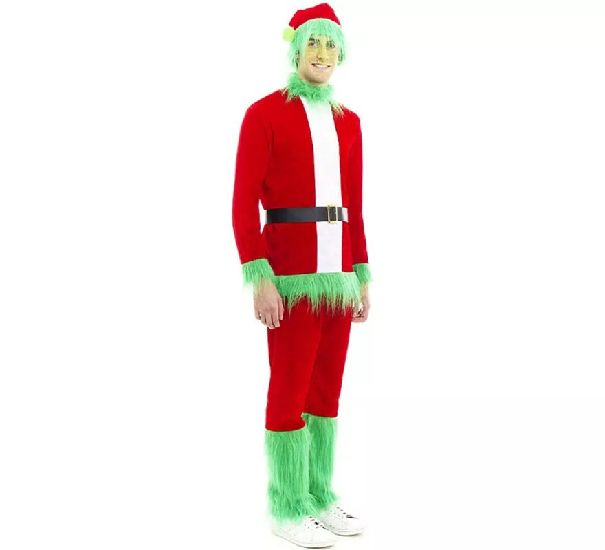 Translation missing: de.Disfraz de Duende Gruñón de Navidad verde para hombre