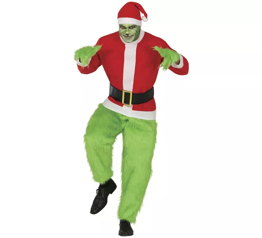 Translation missing: de.Disfraz de Duende Gruñón de Navidad verde para hombre