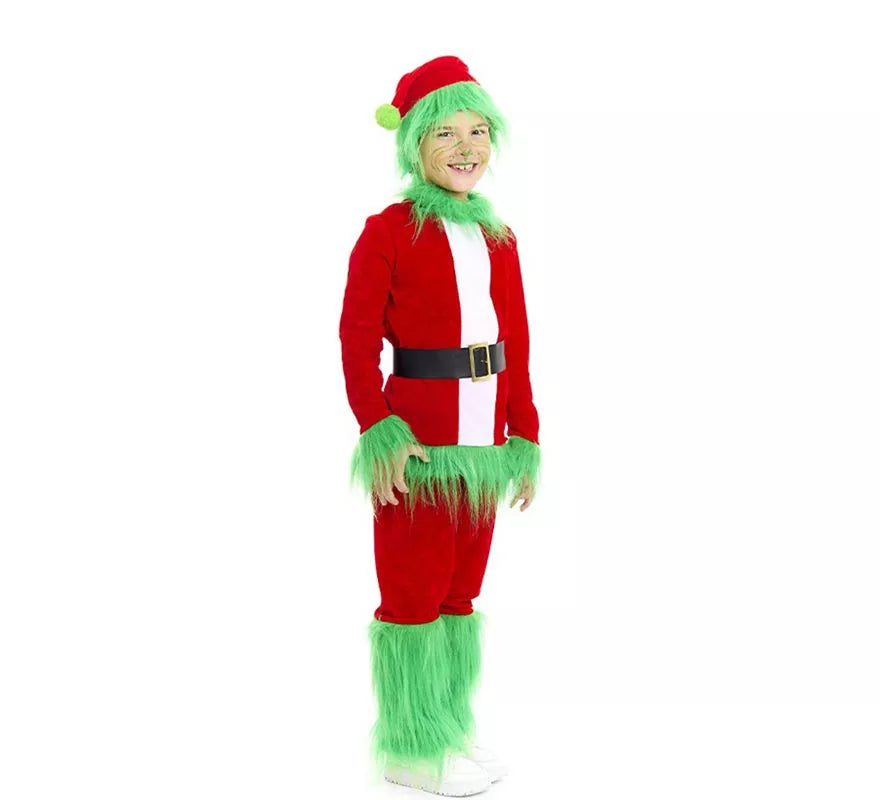 Translation missing: de.Disfraz de Duende Gruñón de Navidad verde para niño