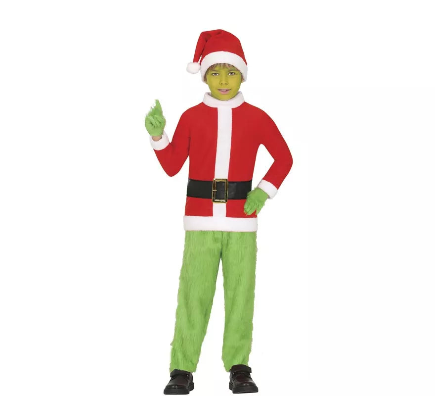 Translation missing: de.Disfraz de Duende Gruñón de Navidad verde para niño
