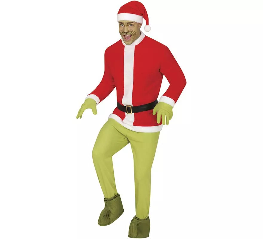 Translation missing: de.Disfraz de Duende Gruñón Navideño verde para hombre