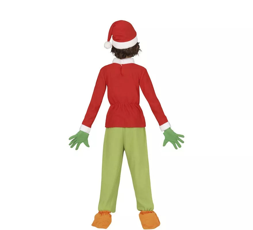 Disfraz de Duende Gruñón Navideño verde para niño