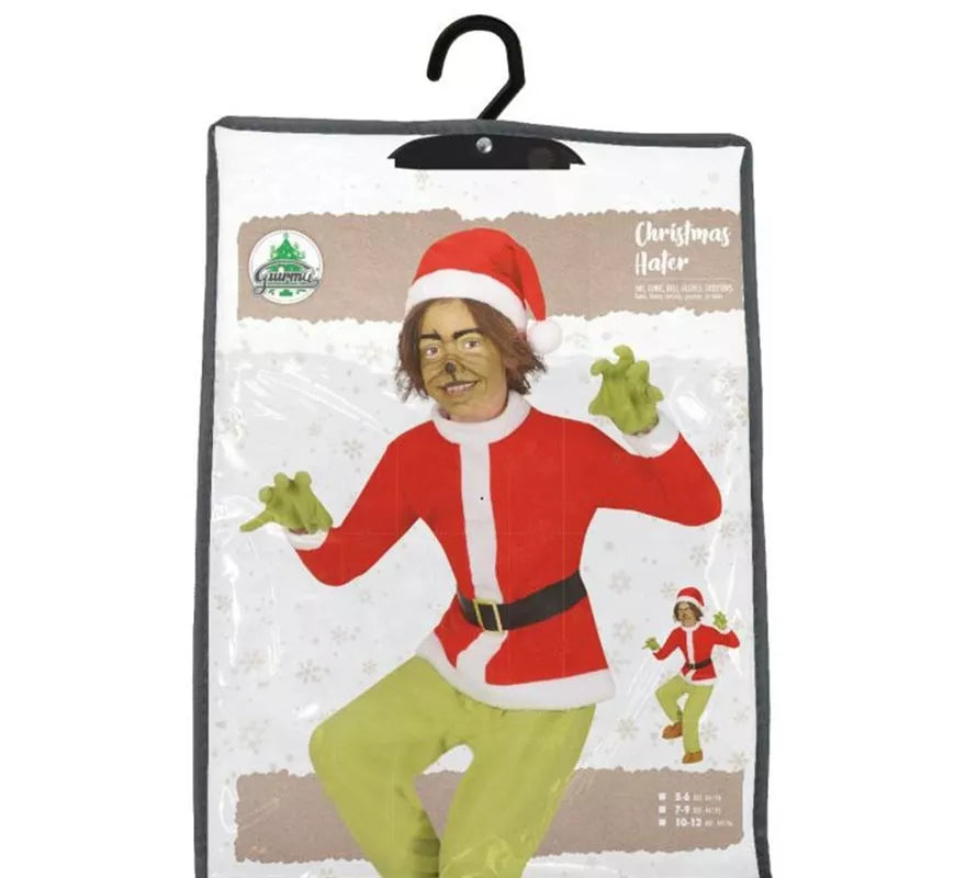 Disfraz de Duende Gruñón Navideño verde para niño
