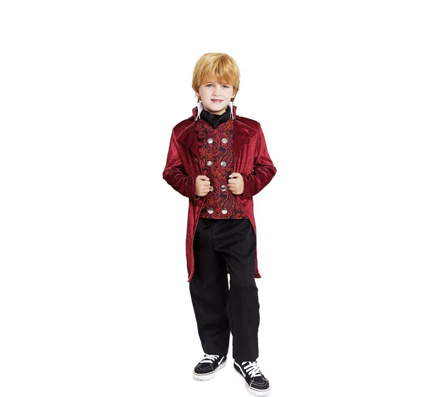 Translation missing: de.Disfraz de Duque Inglés elegante vinotinto para niño