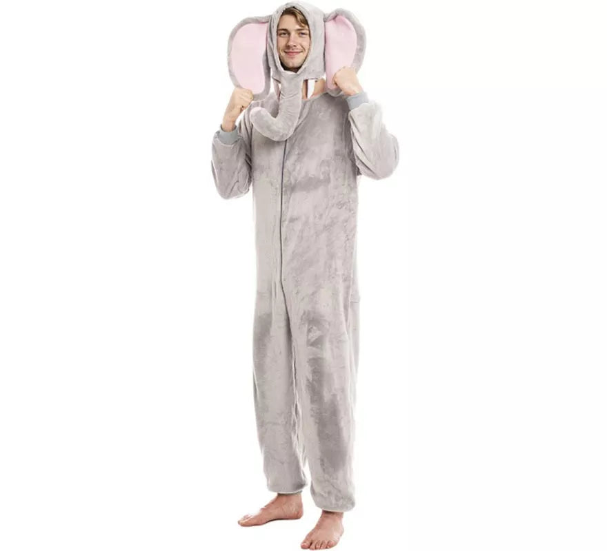 Disfraz de Elefante gris con gorro para adultos