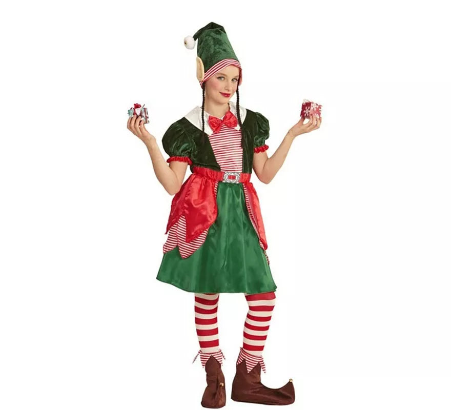 Translation missing: de.Disfraz de Elfa Ayudante de Papá Noel para niña