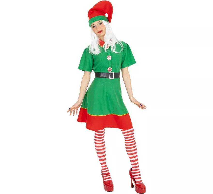 Translation missing: de.Disfraz de Elfa Ayudante de Santa con gorro para mujer