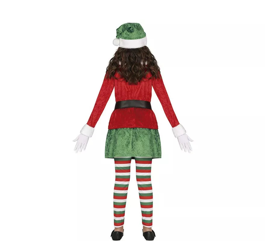 Translation missing: de.Disfraz de Elfa Ayudante de Santa con gorro para niña