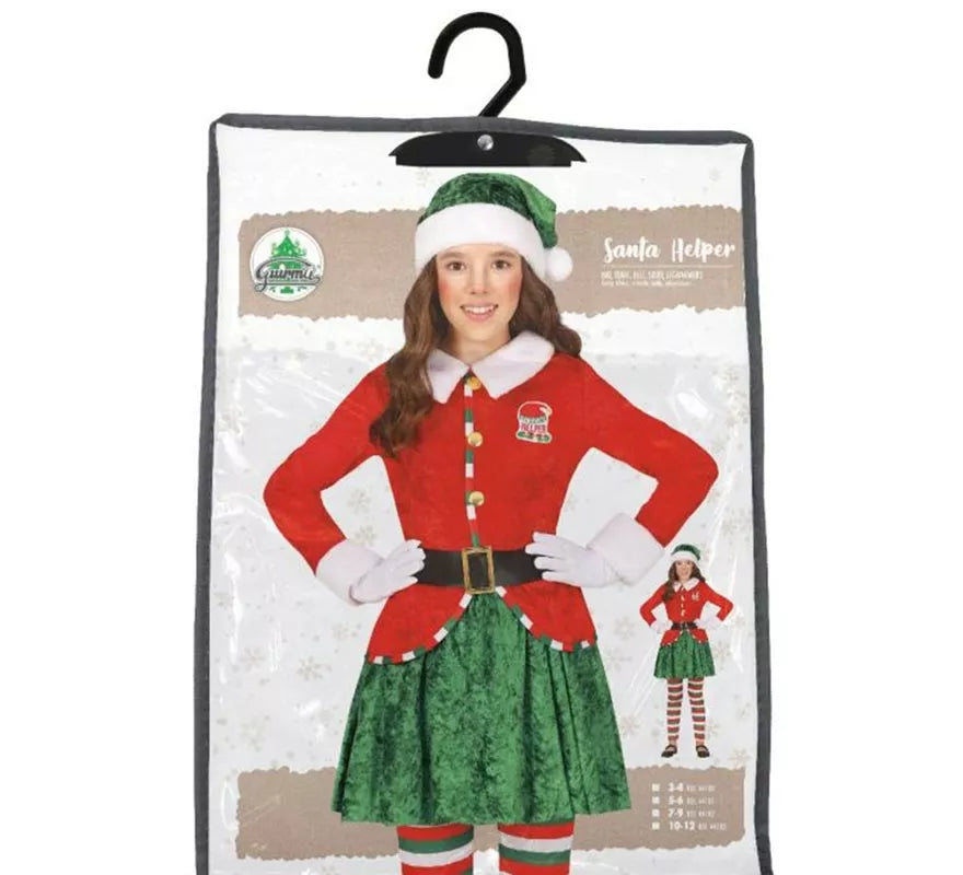 Translation missing: de.Disfraz de Elfa Ayudante de Santa con gorro para niña