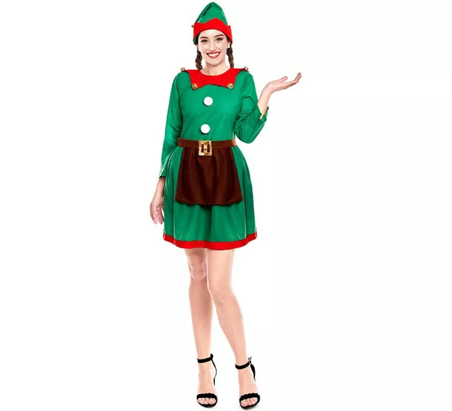Disfraz de Elfa de Navidad Ayudante de Papá Noel para mujer