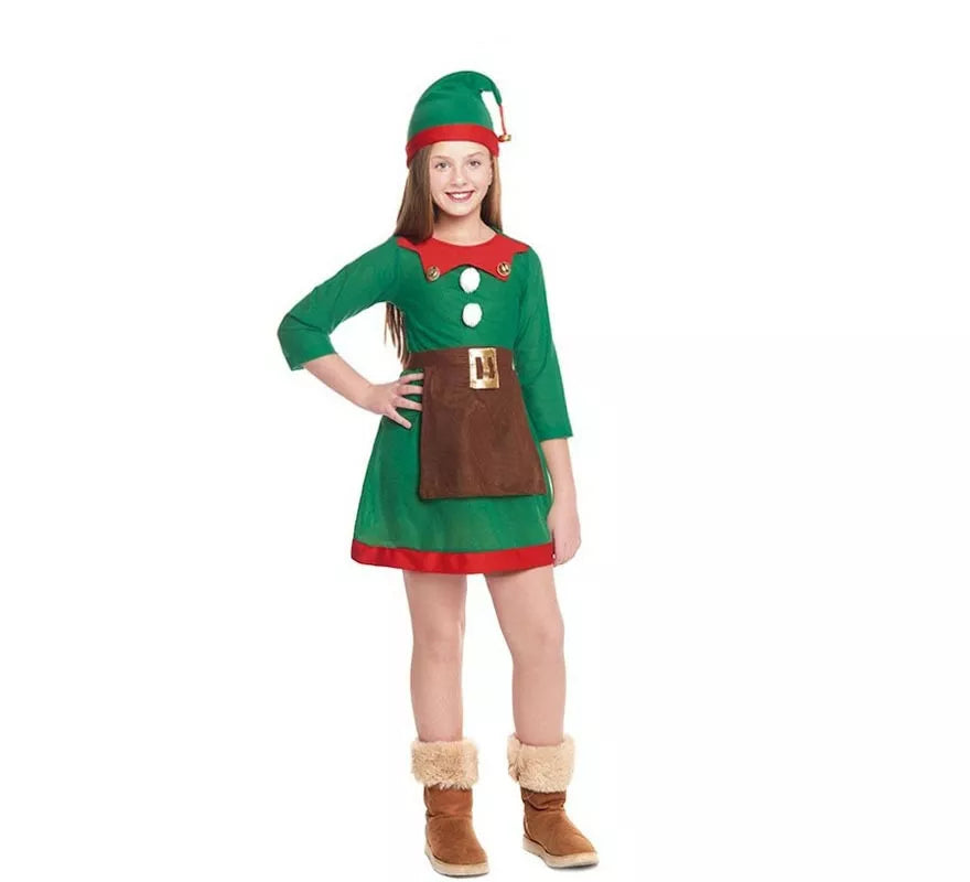 Translation missing: de.Disfraz de Elfa de Navidad Ayudante de Papá Noel para niña