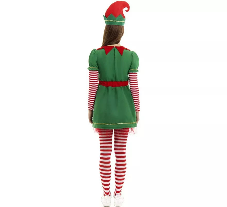 Translation missing: de.Disfraz de Elfa Polar en vestido verde y rojo para mujer