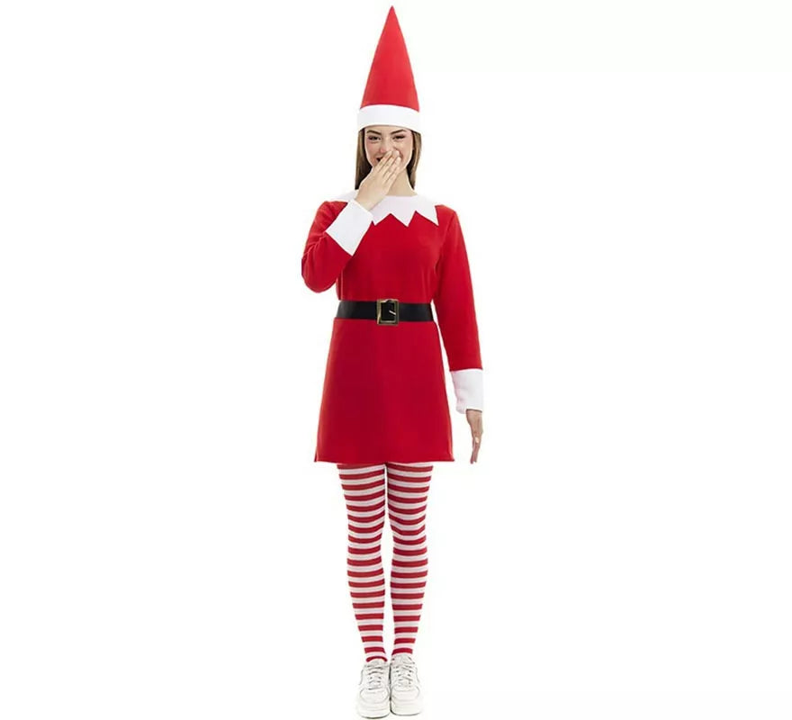 Translation missing: de.Disfraz de Elfa Polar roja en vestido con gorro para mujer