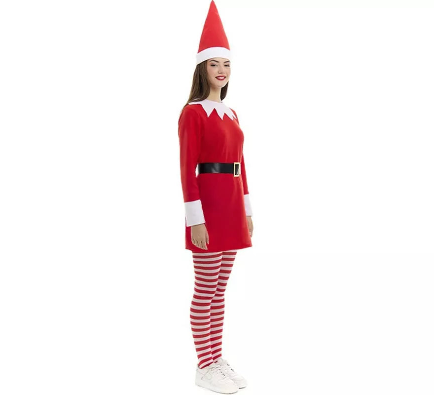 Translation missing: de.Disfraz de Elfa Polar roja en vestido con gorro para mujer