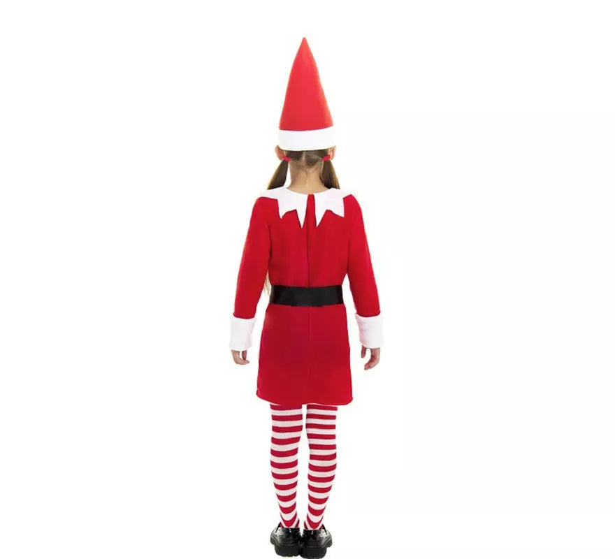 Translation missing: de.Disfraz de Elfa Polar roja en vestido con gorro para niña
