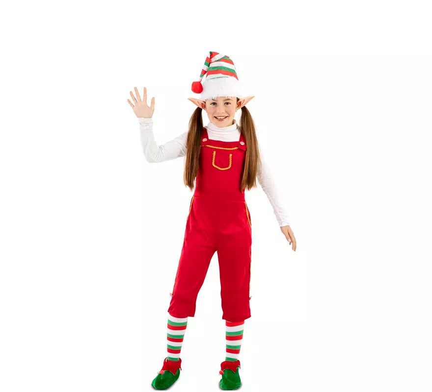 Translation missing: de.Disfraz de Elfa Roja con gorro para niños