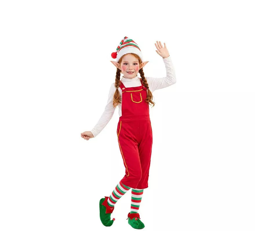 Translation missing: de.Disfraz de Elfa Roja con gorro para niños