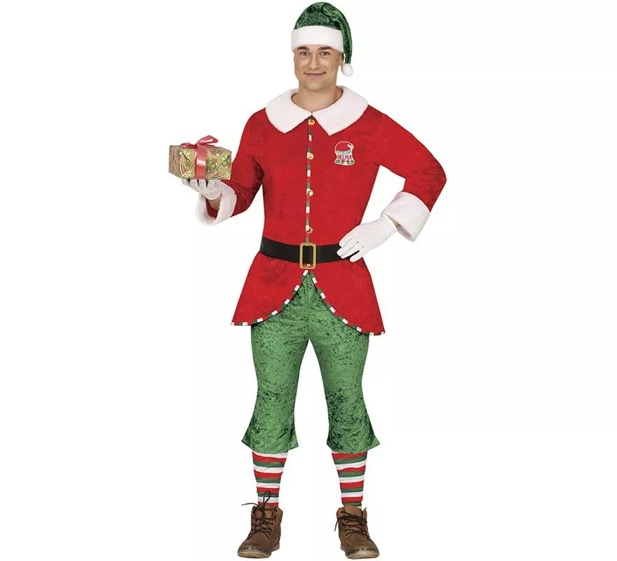 Translation missing: de.Disfraz de Elfo Ayudante de Santa con cinturón para hombre