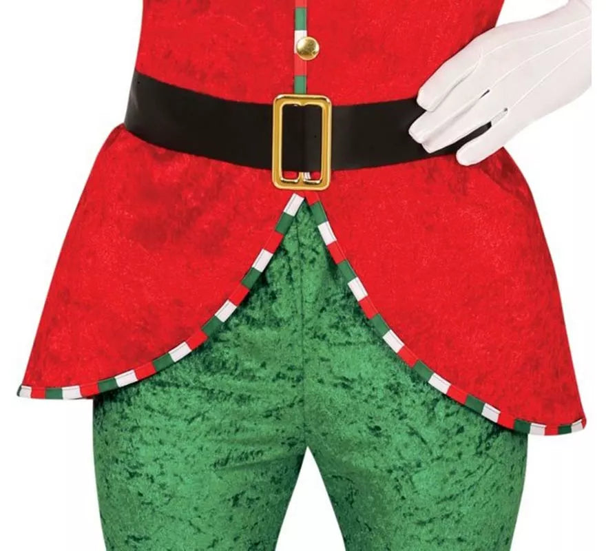 Translation missing: de.Disfraz de Elfo Ayudante de Santa con cinturón para hombre