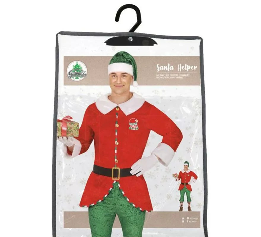 Translation missing: de.Disfraz de Elfo Ayudante de Santa con cinturón para hombre