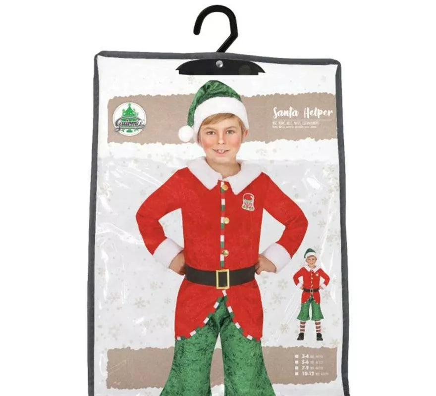 Translation missing: de.Disfraz de Elfo Ayudante de Santa con gorro para niño