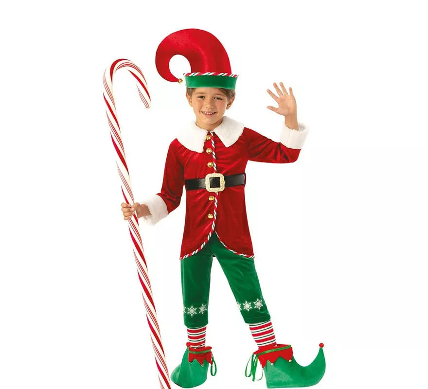 Translation missing: de.Disfraz de Elfo Ayudante de Santa deluxe con gorro para niño