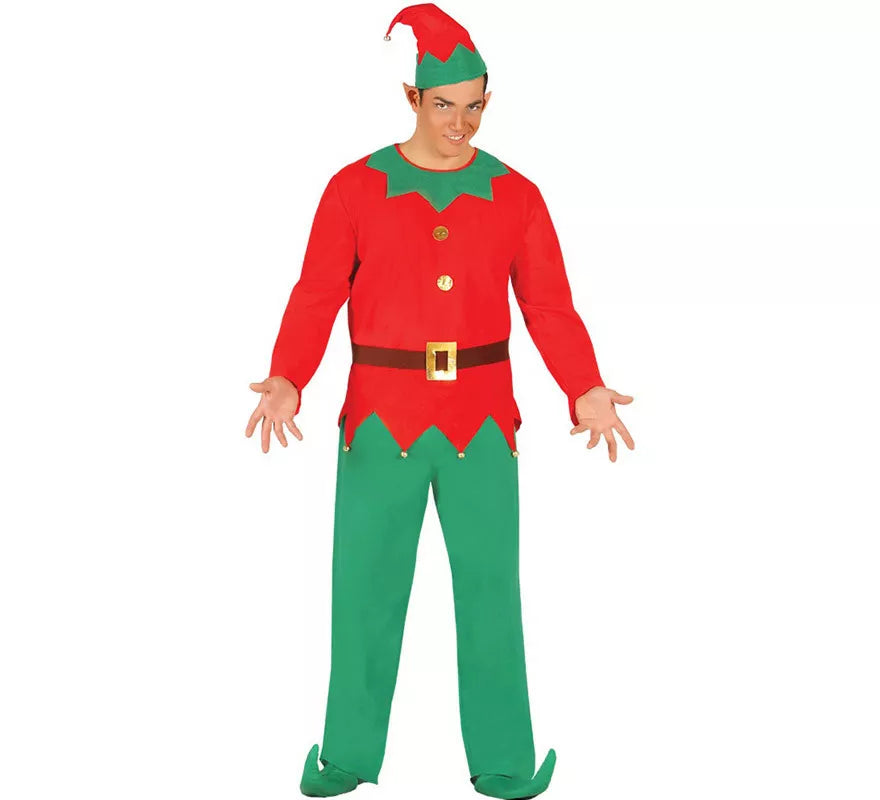 Translation missing: de.Disfraz de Elfo Clásico Rojo y Verde para hombre