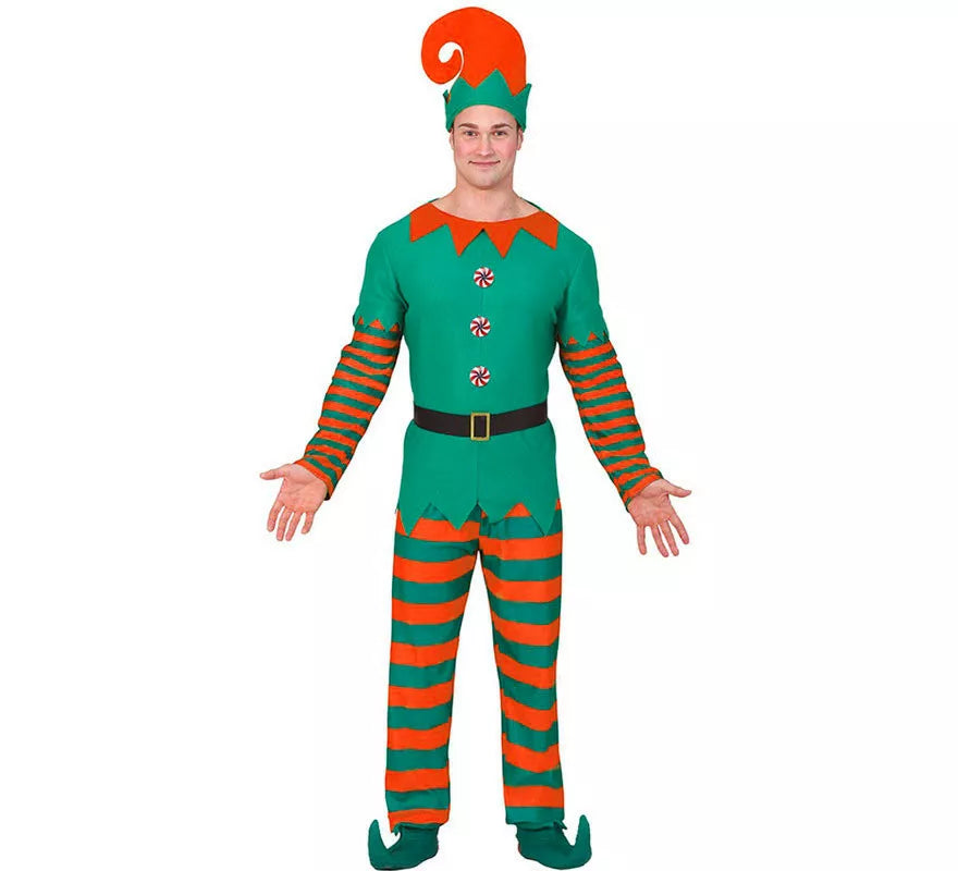 Translation missing: de.Disfraz de Elfo Naranja y Verde para Hombre