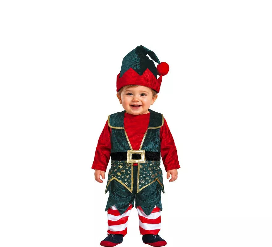 Translation missing: de.Disfraz de Elfo Navideño verde oscuro para bebé