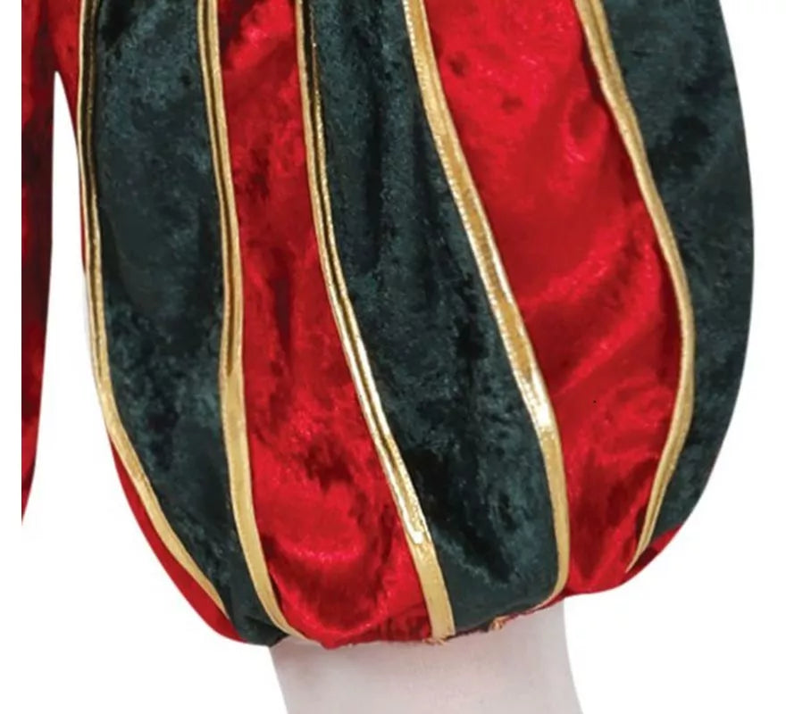 Translation missing: de.Disfraz de Elfo Paje verde y rojo con gorro para hombre