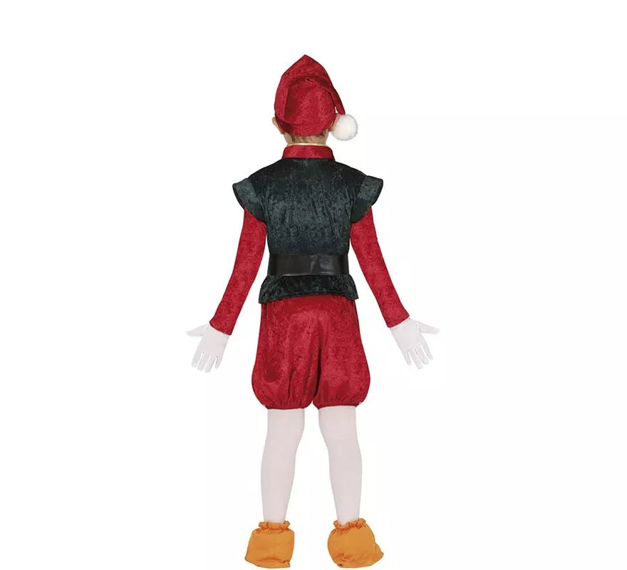 Translation missing: de.Disfraz de Elfo Paje verde y rojo con gorro para niños