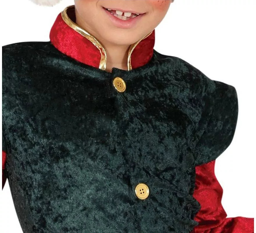 Translation missing: de.Disfraz de Elfo Paje verde y rojo con gorro para niños