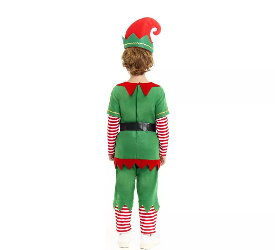 Translation missing: de.Disfraz de Elfo Polar verde y rojo con cinturón para niño