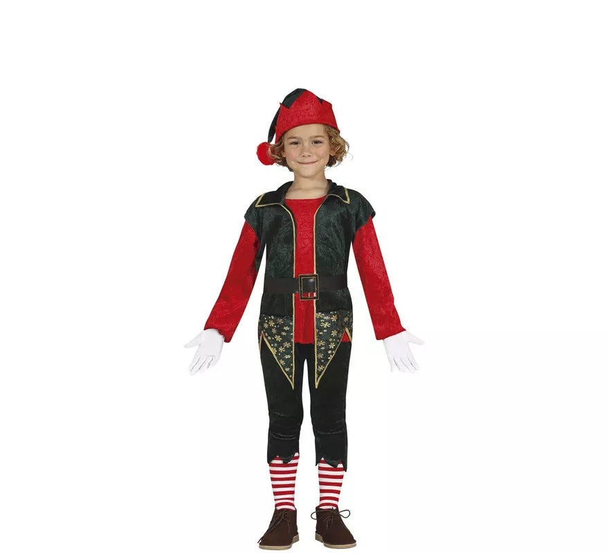 Translation missing: de.Disfraz de Elfo Rojo con chaleco largo para niño