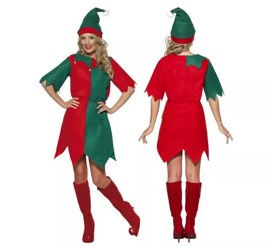 Translation missing: de.Disfraz de Elfo Verde y Rojo de Mujer para Navidad