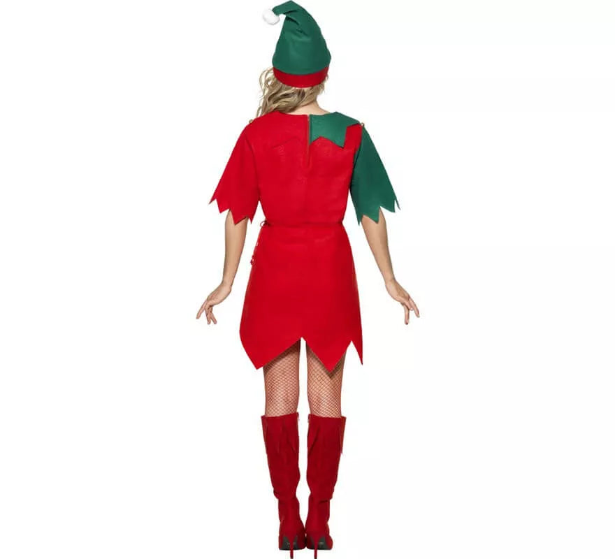 Disfraz de Elfo Verde y Rojo de Mujer para Navidad