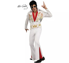 Deluxe klassisches Elvis-Kostüm in Weiß und Rot für Herren