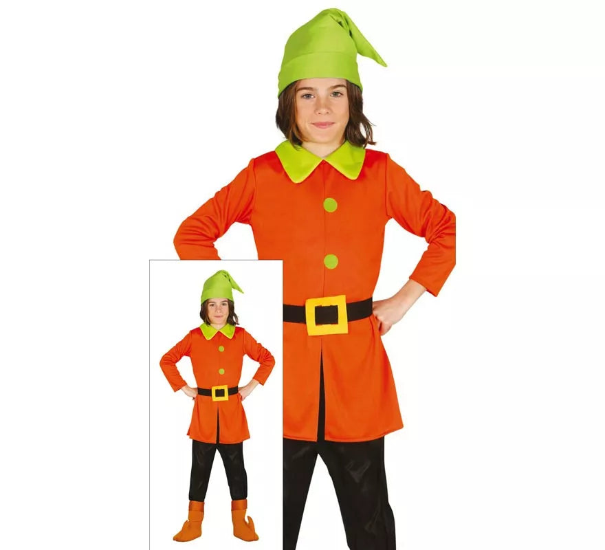 Translation missing: de.Disfraz de Enanito de Cuento naranja y verde para niños