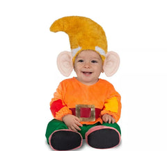 Orangefarbenes Zwergenkostüm mit Mütze für Baby und Kind
