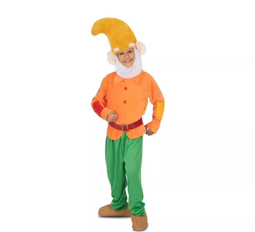 Translation missing: de.Disfraz de Enanito naranja con gorro para niño