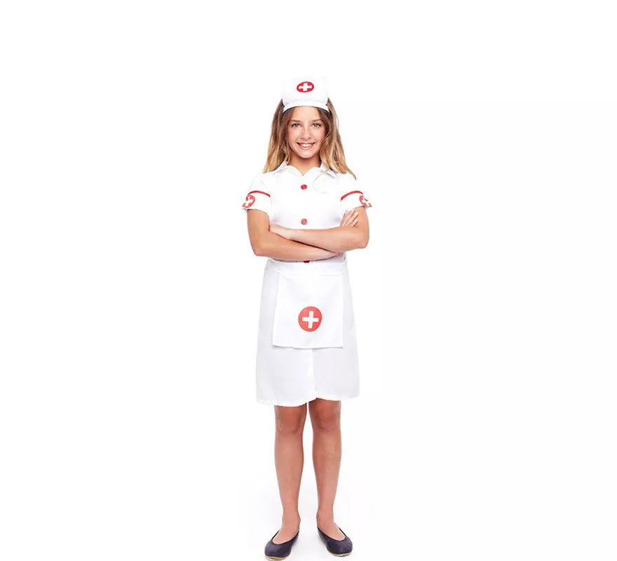 Translation missing: de.Disfraz de Enfermera en Vestido Blanco para niña