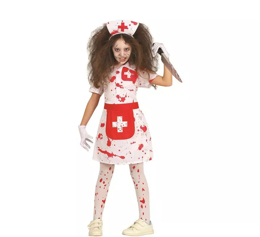 Translation missing: de.Disfraz de Enfermera Zombie blanco para niña