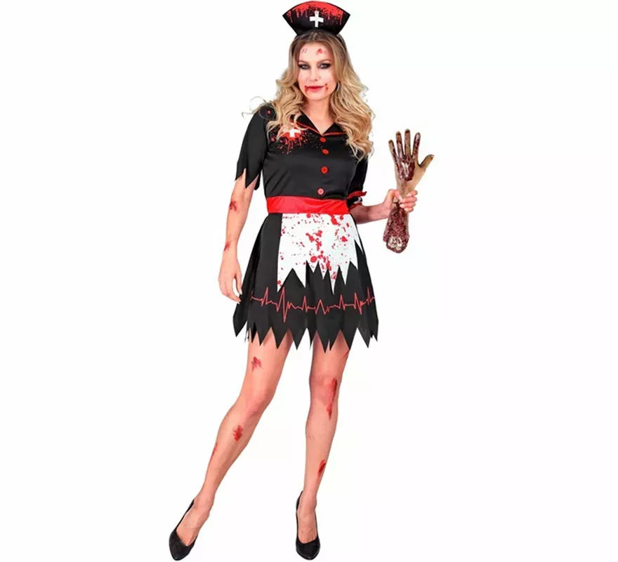 Translation missing: de.Disfraz de Enfermera Zombie negro para mujer