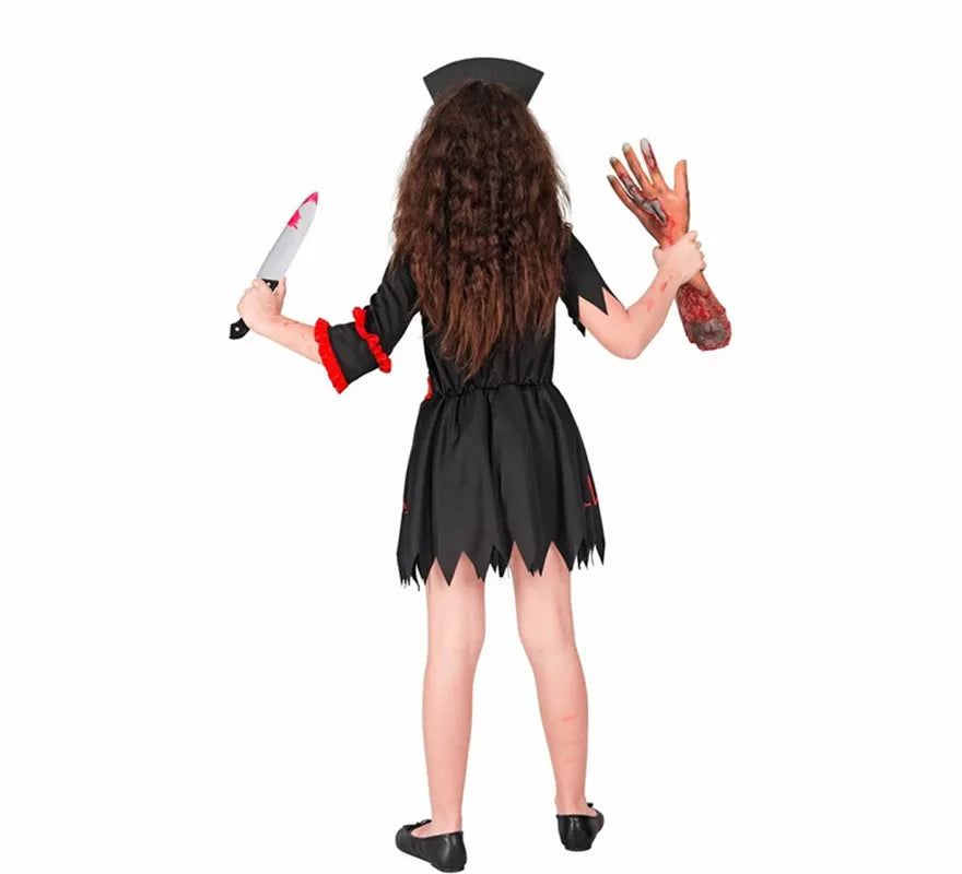 Translation missing: de.Disfraz de Enfermera Zombie negro para niña