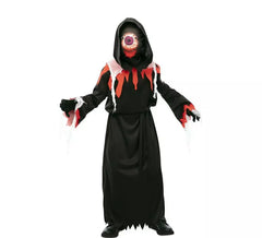 Rot-schwarzes Geisterkostüm mit Maske für Kinder