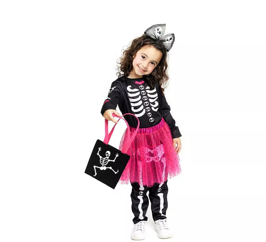 Translation missing: de.Disfraz de Esqueleto adorable con tutú fucsia para bebé y niña